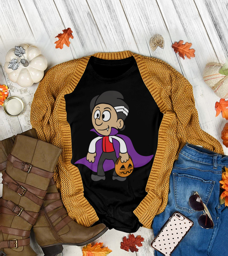 Halloween Trick or Treat Vampire with Pumpkin Monster Zombie T-Shirt
