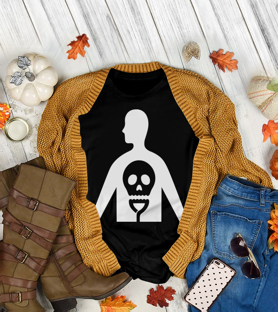Person as Human with Embedded Skull T-Shirt