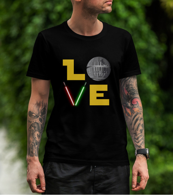 LOVE Star Wars Lightsabers Death Star T-Shirt