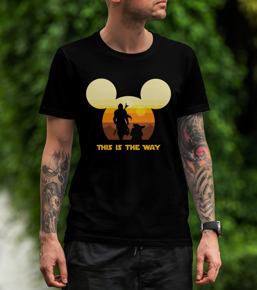 Mickey Star Wars Sunset This Is The Way Mandalorian T-Shirt