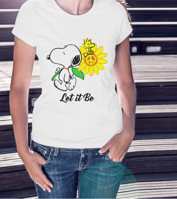 Let It Be Snoopy Woodstock Sunflower Peace T-Shirt