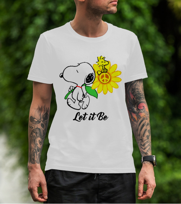 Let It Be Snoopy Woodstock Sunflower Peace T-Shirt