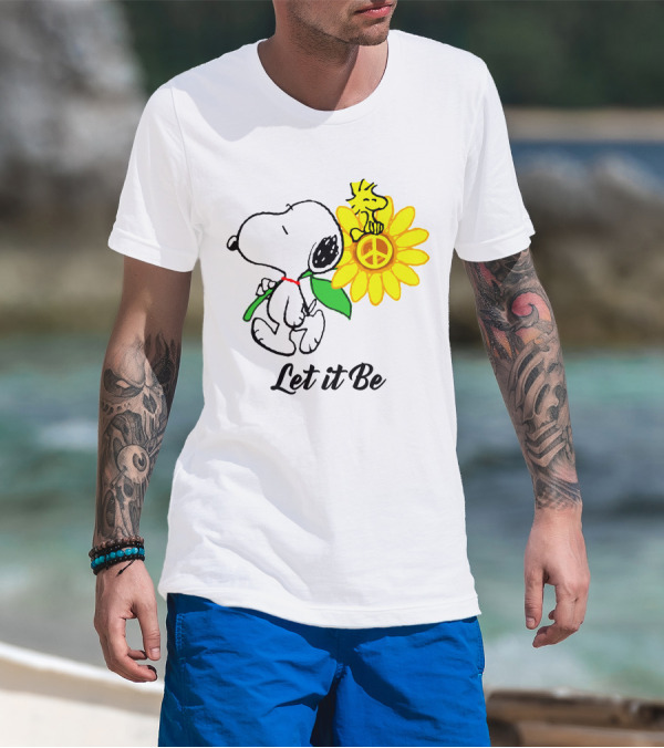 Let It Be Snoopy Woodstock Sunflower Peace T-Shirt