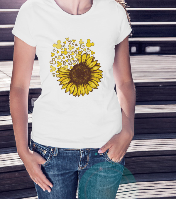 Mickey Sunflower Iconic Blooms With Classic Ears T-Shirt