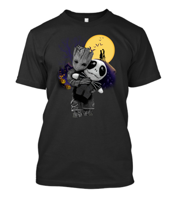 Groot Hug Jack Skellington Halloween Night T-Shirt