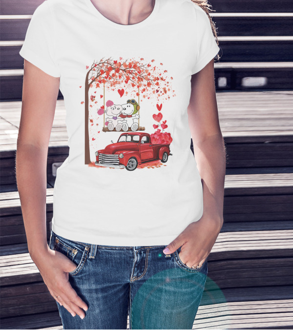 SNP Love Heart Tree Swing Red Truck Romance T-Shirt