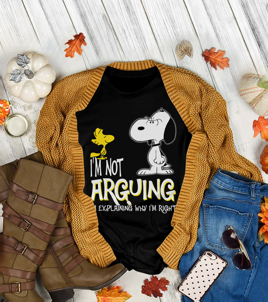 Snoopy Woodstock Arguing Peanuts Comic Strip Humor T-Shirt