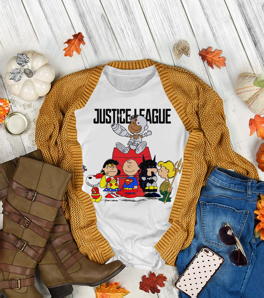 Justice League Peanuts Crossover Charlie Brown Superheroes T-Shirt