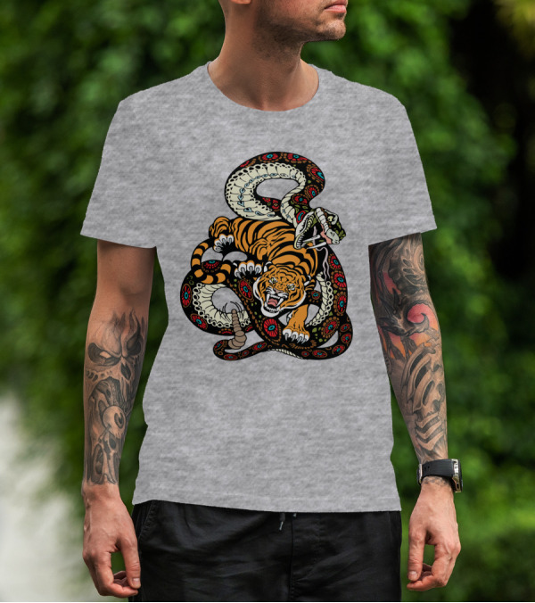 Tiger And Snake Fierce Battle T-Shirt