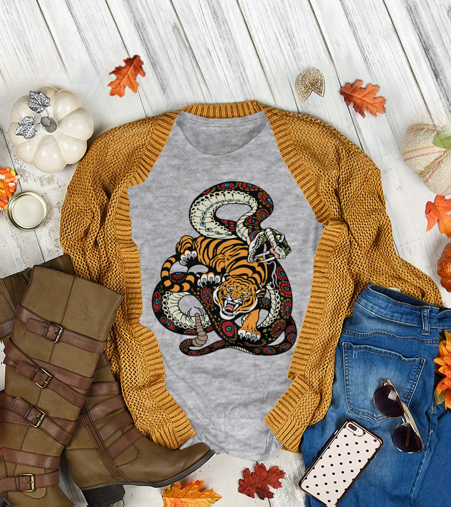 Tiger and Snake Fierce Battle T-Shirt