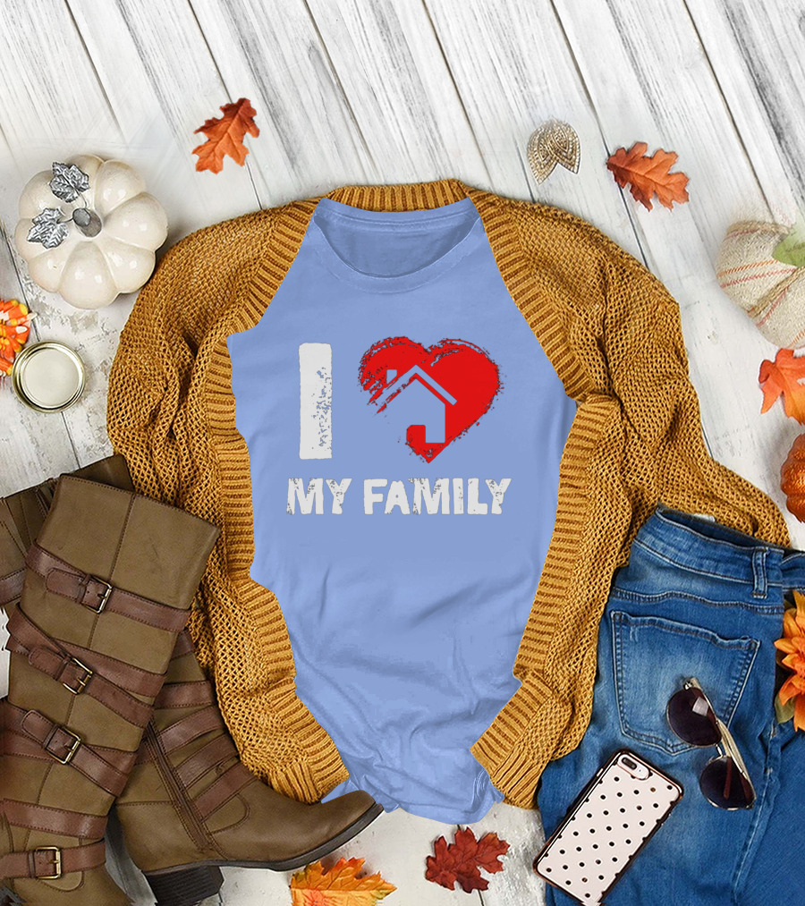I Heart My Family with Mother Father House T-Shirt