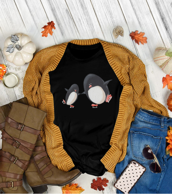 Ice Dance Penguins Skating On Ice T-Shirt
