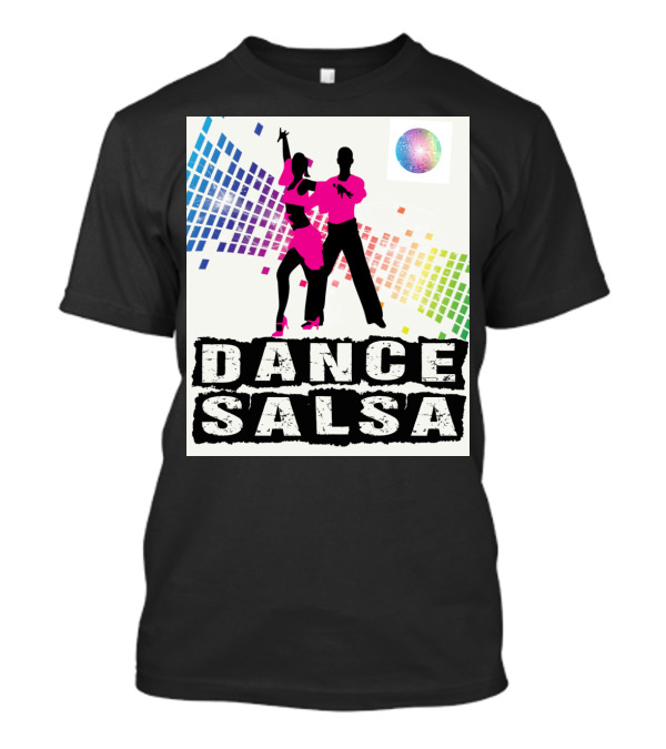Dance Salsa Colorful Silhouette With Rainbow Geometric Background T-Shirt