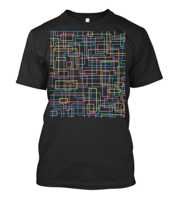 Geometric Pipe Dance Pattern With Multicolor Lines And Abstract Maze T-Shirt