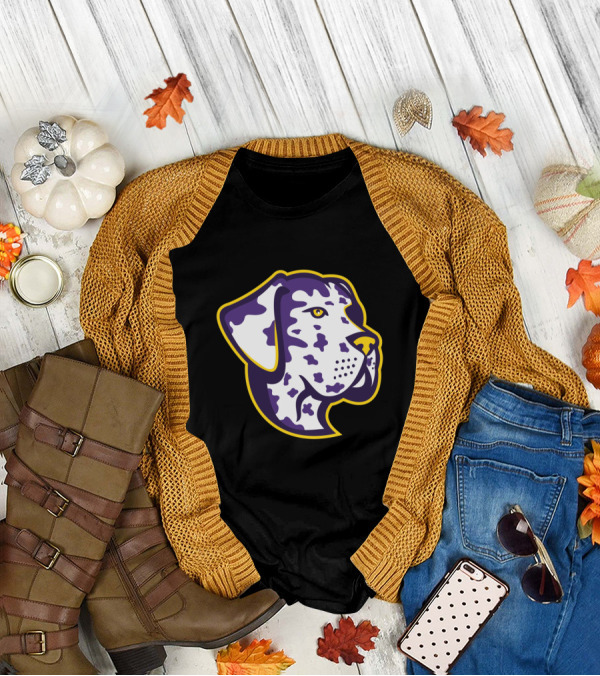 Purple And Yellow Great Dane Dog Mascot T-Shirt