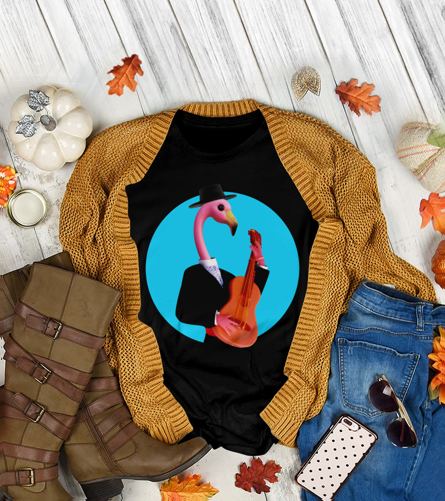Flamingo Playing Flamenco Guitar in Classic Spanish Attire T-Shirt