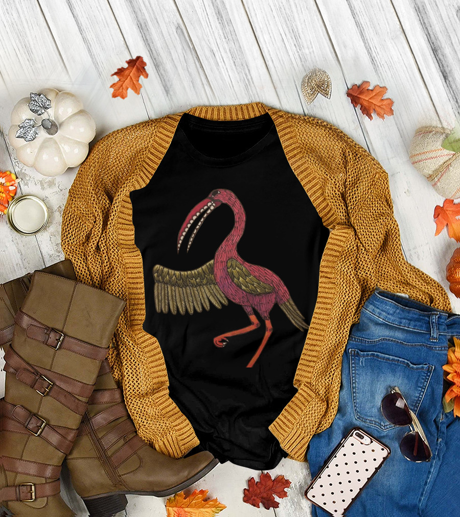Skull-Toothed Tropical Bird with Vibrant Plumage and Unique Beak T-Shirt