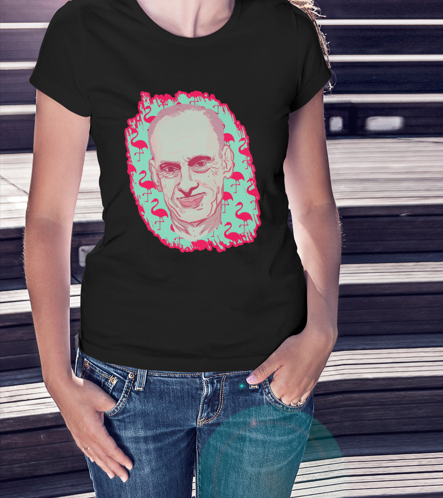 John Waters Flamingo Portrait Iconic Pink And Green T-Shirt