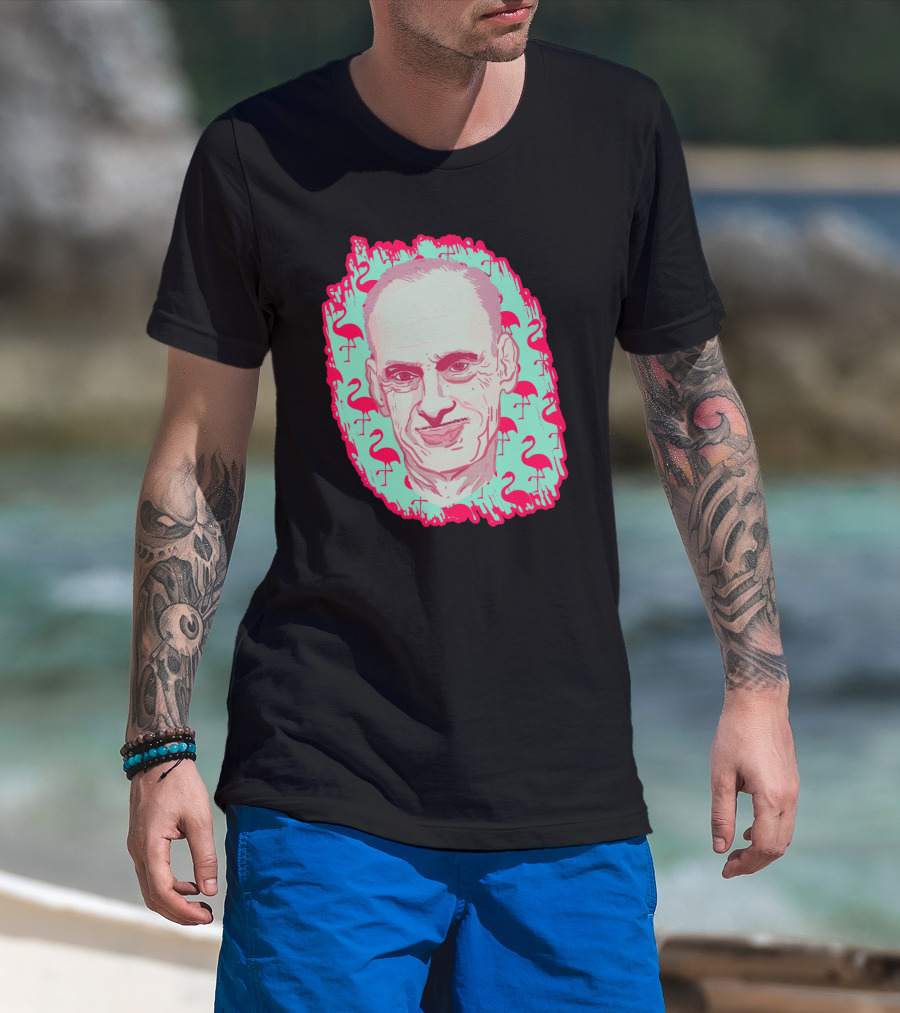 John Waters Flamingo Portrait Iconic Pink And Green T-Shirt