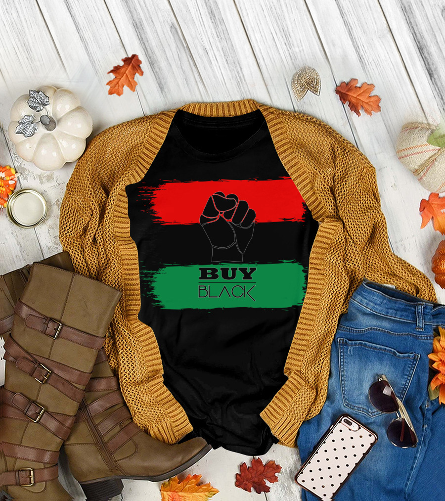 Buy Black Pan-African Flag and Raised Fist T-Shirt