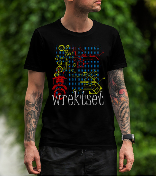 Wrekt Set Tech Circuitry Abstract Red Yellow Blue T-Shirt