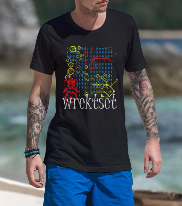 Wrekt Set Tech Circuitry Abstract Red Yellow Blue T-Shirt