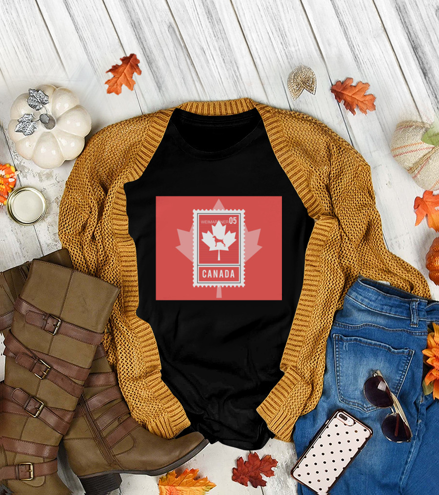 Canada Weimaraner Stamp 05 Maple Leaf T-Shirt