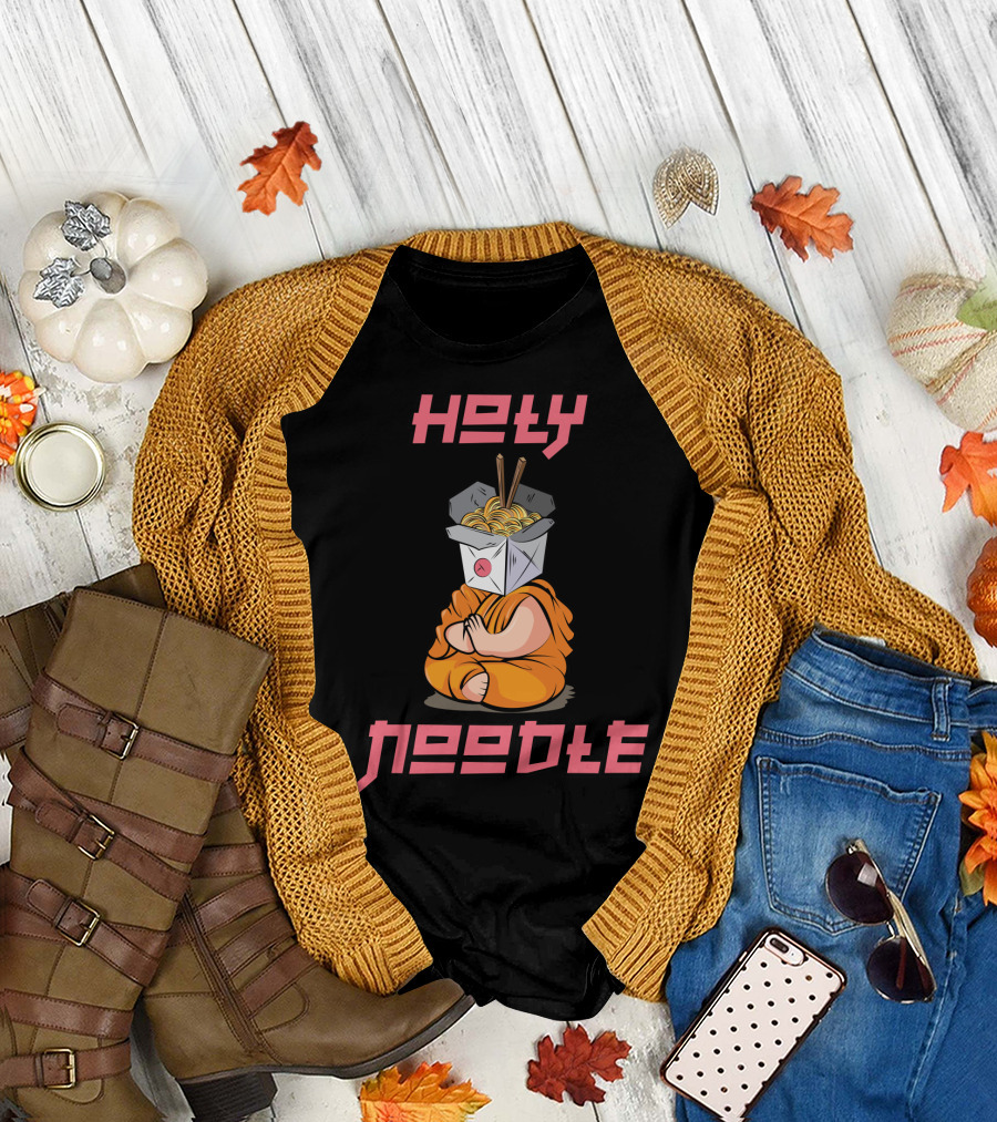 Holy Noodle Meditating Monk with Takeout Box and Chopsticks T-Shirt