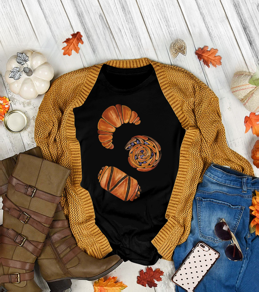 French Pastries Croissant Pain au Chocolat Swirl Delight T-Shirt