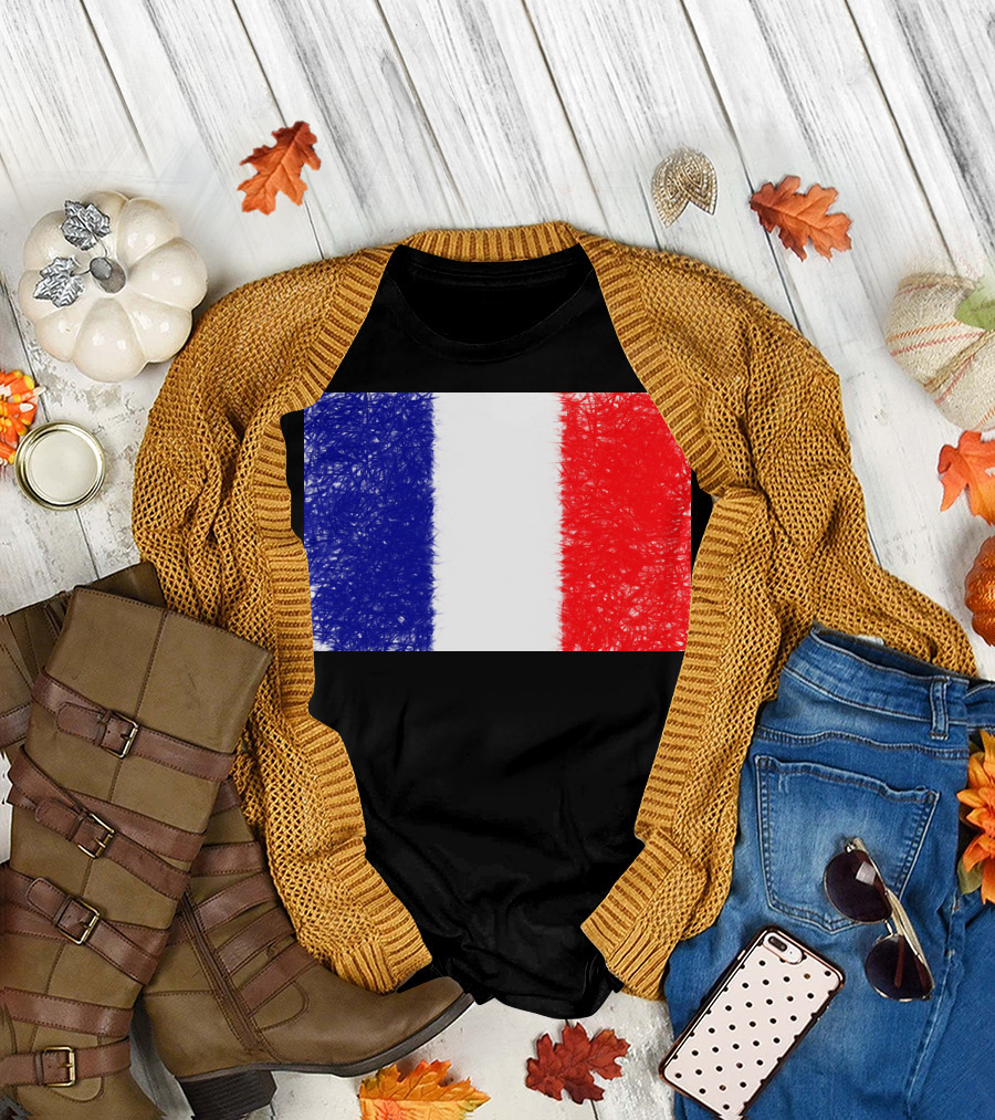 Blue White Red Chaotic French Flag T-Shirt