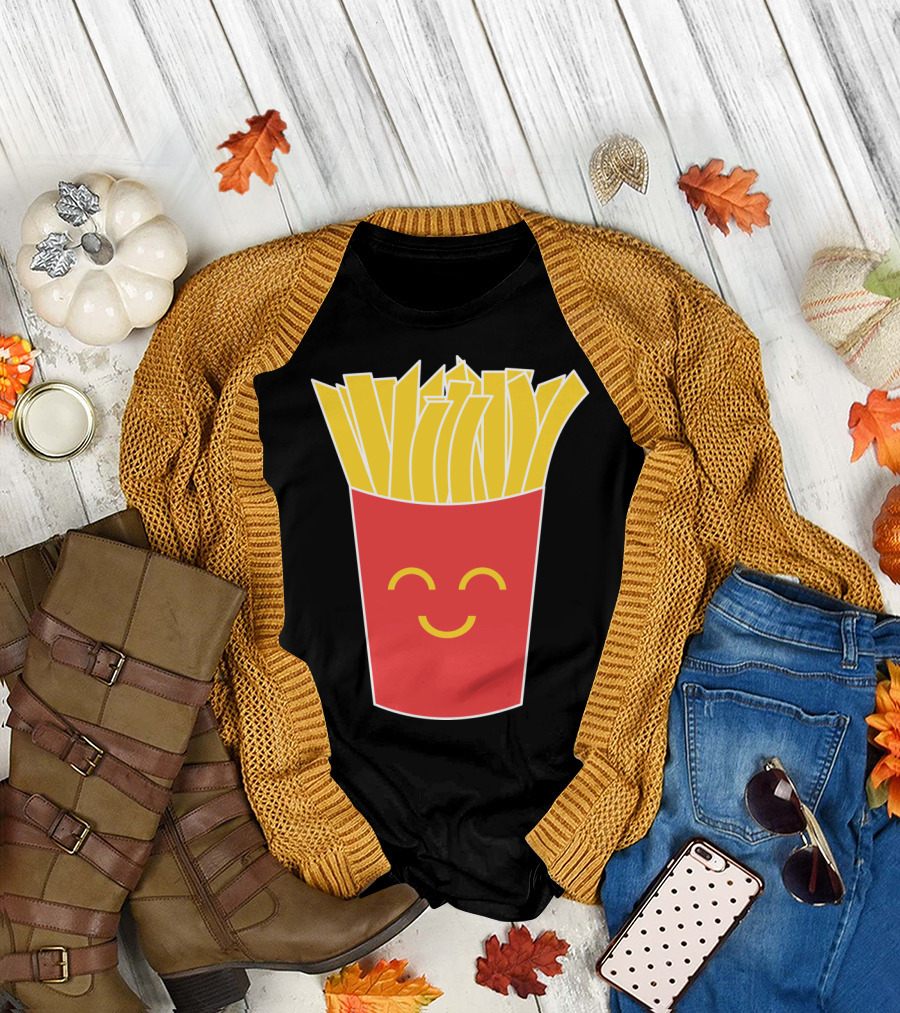 Smiling French Fries Face in Red Box T-Shirt