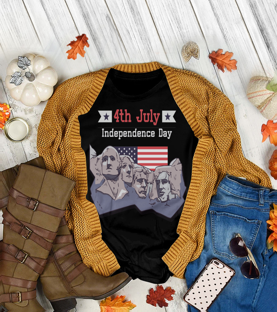 4th of July Independence Day Mount Rushmore American Flag T-Shirt