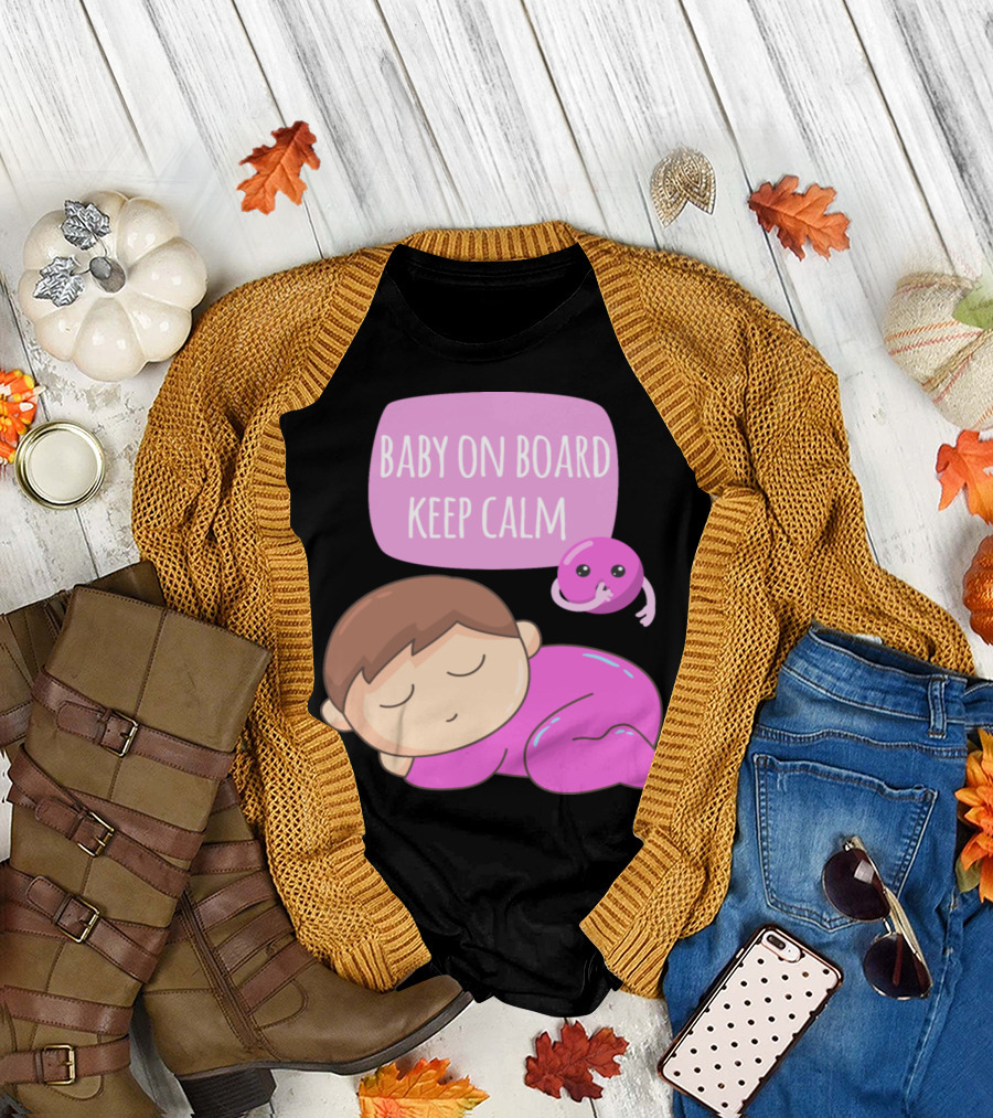 BABY ON BOARD KEEP CALM GIRL SLEEPING CARTOON CHARACTERS T-Shirt