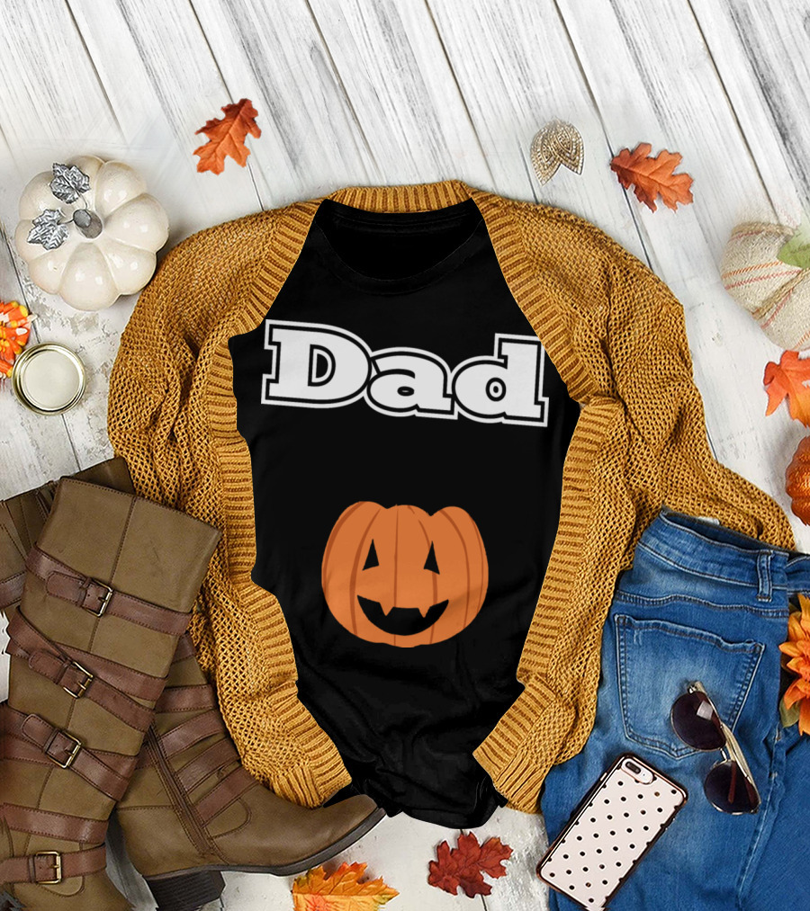 Dad Halloween Pumpkin Jack-O'-Lantern Face T-Shirt