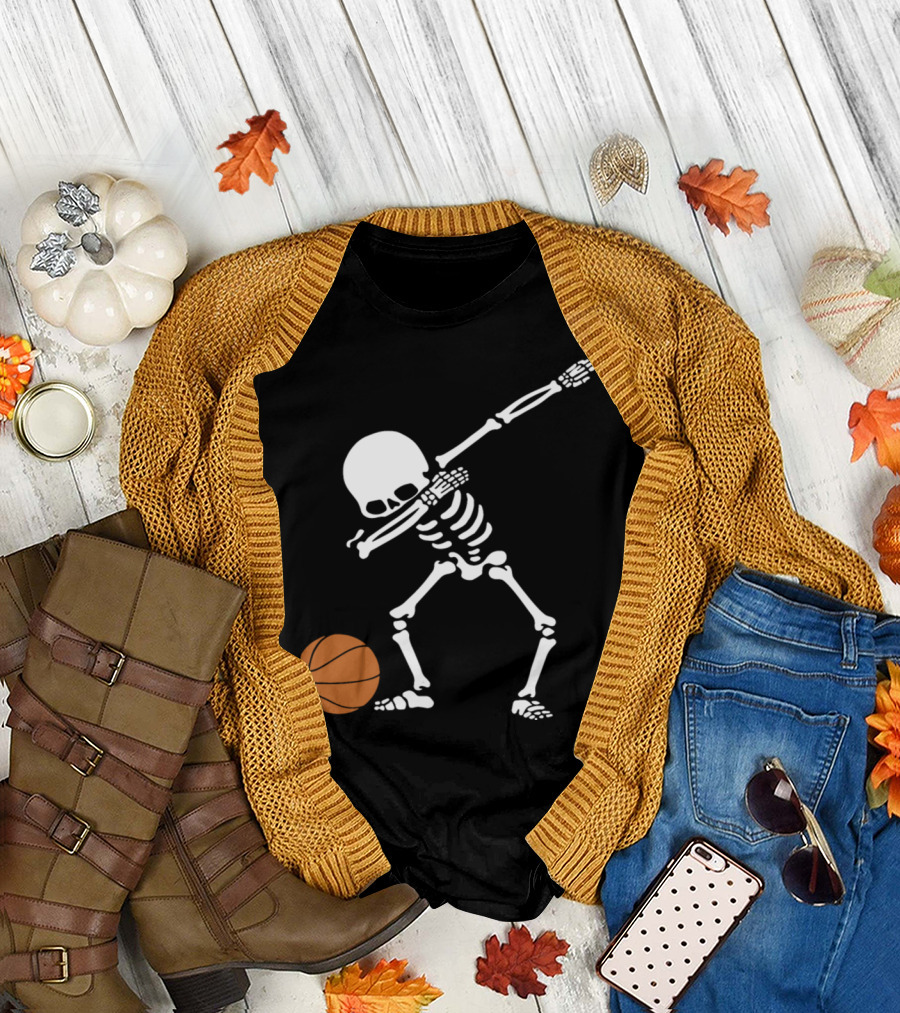 Basketball Dab Skeleton Funny Ball Play Game T-Shirt