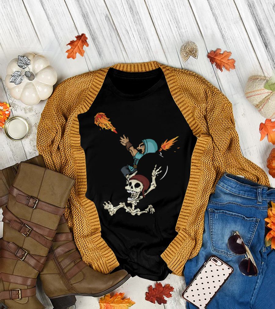 Clash of Clans Wizard Riding Bomb with Skeleton Flame Attack T-Shirt