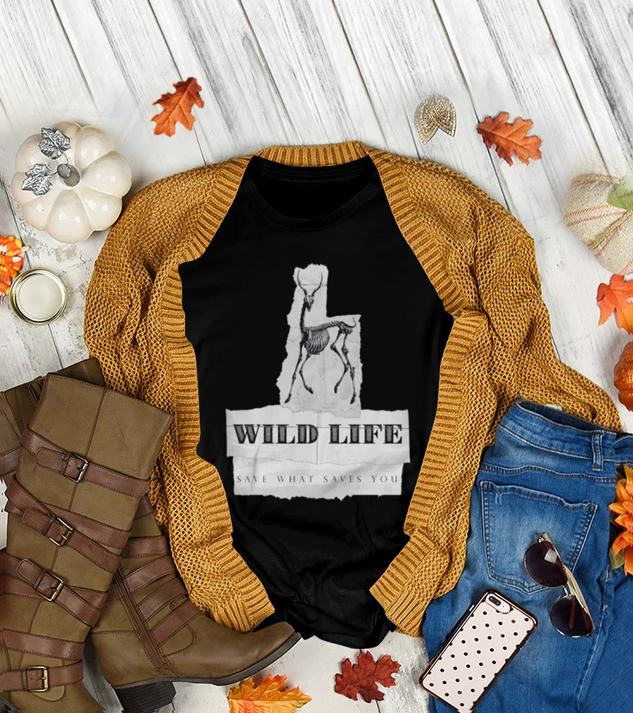 Wild Life Save What Saves You Skeleton Stag T-Shirt