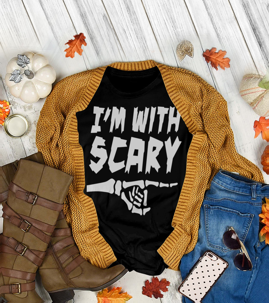 I'm with Scary Skeleton Hand Pointing T-Shirt