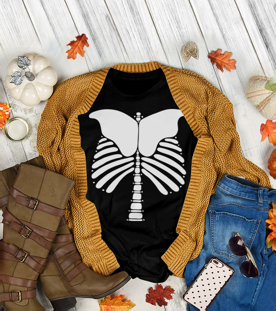 Skeleton Bones Butterfly Spine T-Shirt