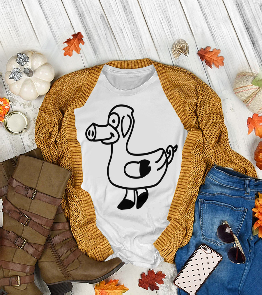 Pig Duck Hybrid Silhouette Outline 1c T-Shirt