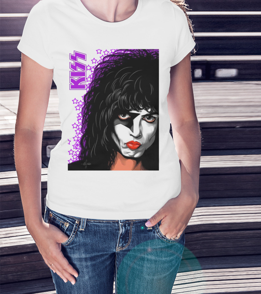 KISS Paul Stanley Starchild Icon With Purple Stars T-Shirt