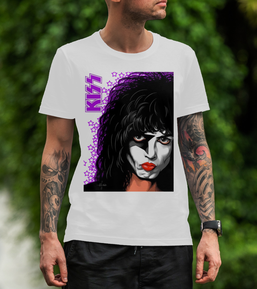 KISS Paul Stanley Starchild Icon With Purple Stars T-Shirt