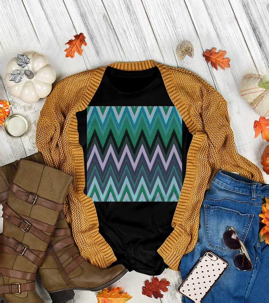 Super Green Leaf Zigzag Chevron T-Shirt