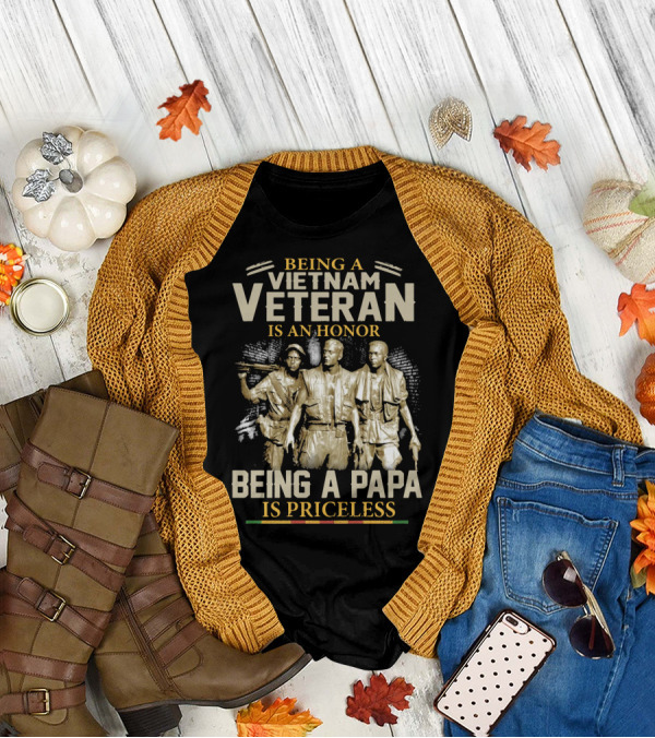 Honoring Vietnam Veteran Papa Statue Tribute Priceless Heroism T-Shirt