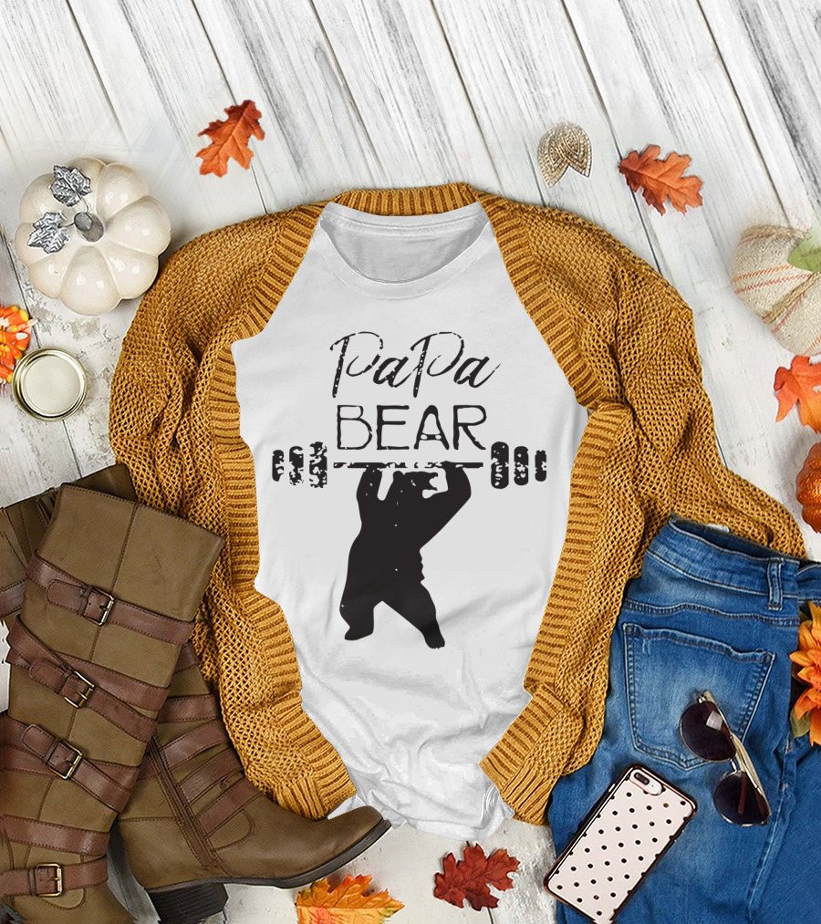 Papa Bear Bear Lifting Weights Dad Husband T-Shirt
