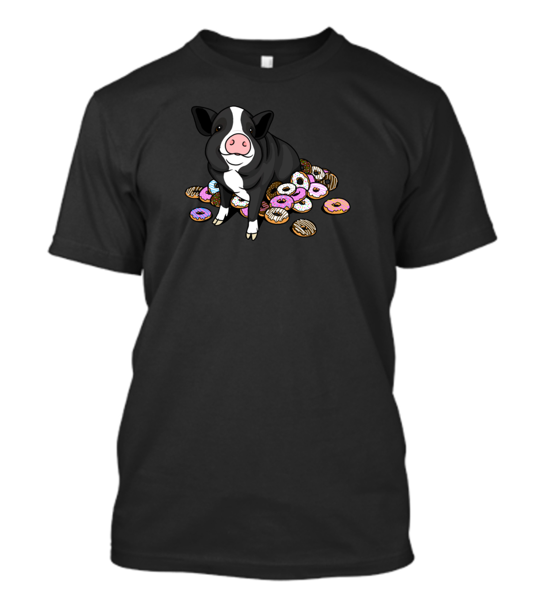 Pig Surrounded By Colorful Donuts Party Again T-Shirt