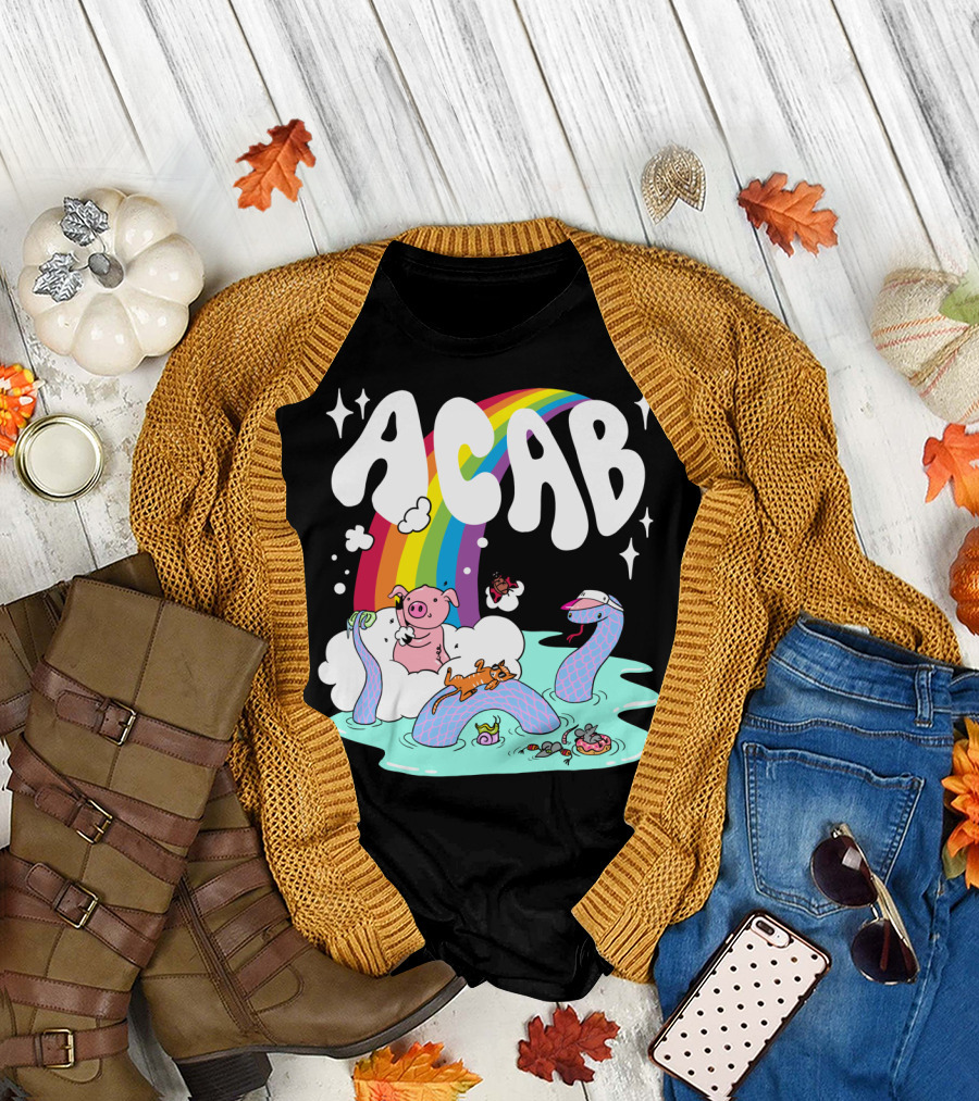 ACAB Rainbow Party with Pig and Snake T-Shirt