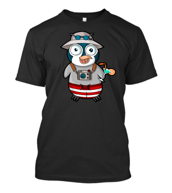 Vacationing Penguin Adventure With Camera And Cocktail T-Shirt
