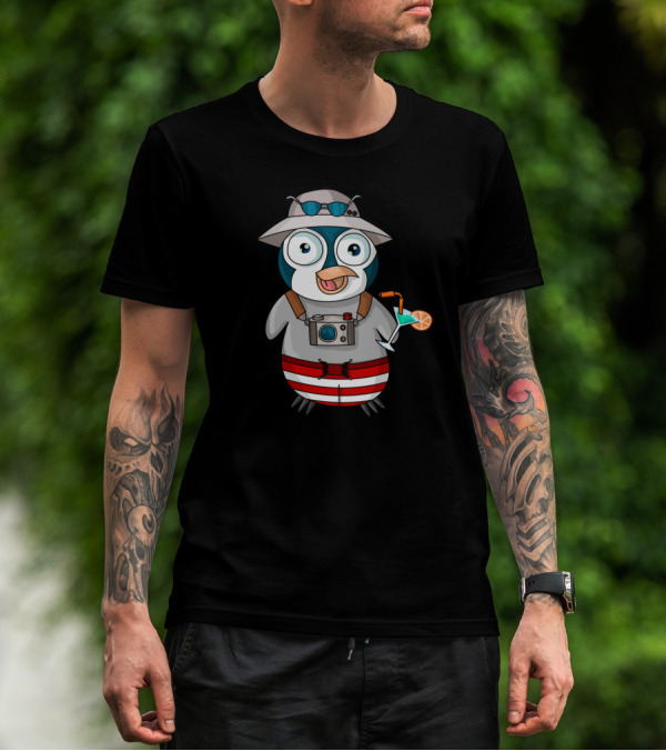 Vacationing Penguin Adventure With Camera And Cocktail T-Shirt