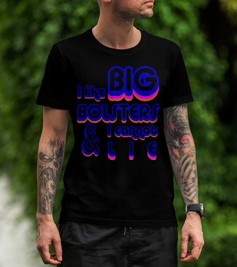 I Like Big Bolsters And I Cannot Lie Bold Retro Typography T-Shirt